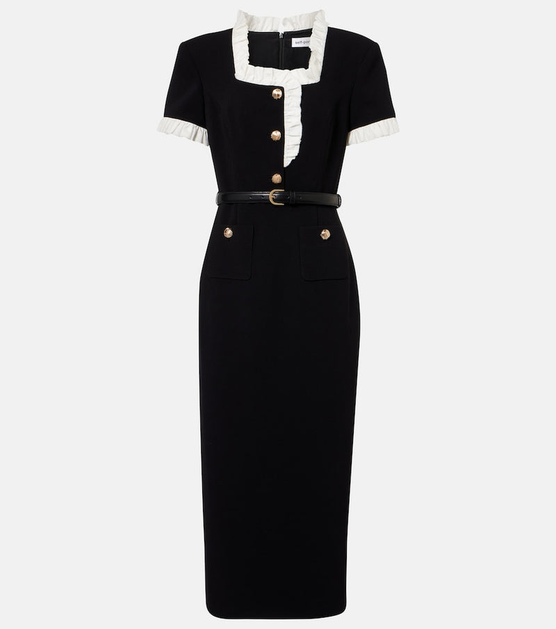 Self-Portrait Belted crepe midi dress