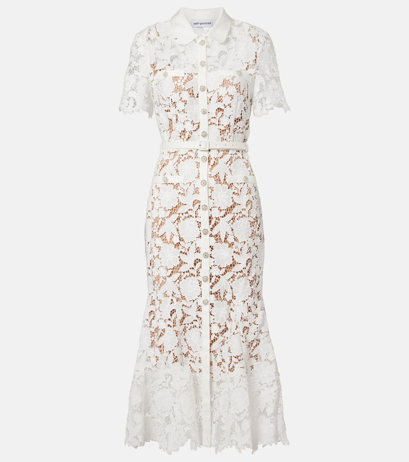 Self-Portrait Belted lace shirt dress
