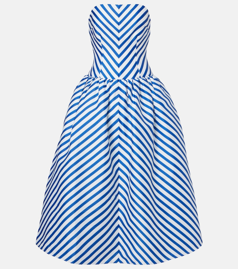 Self-Portrait Striped taffeta bustier dress