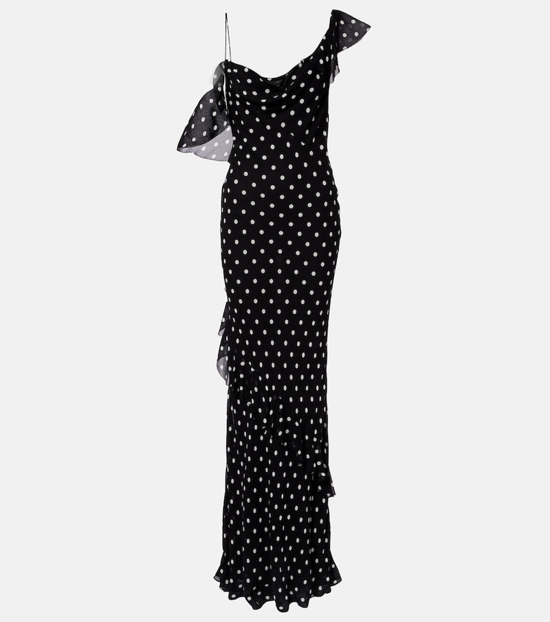 Self-Portrait Polka-dot ruffled georgette gown