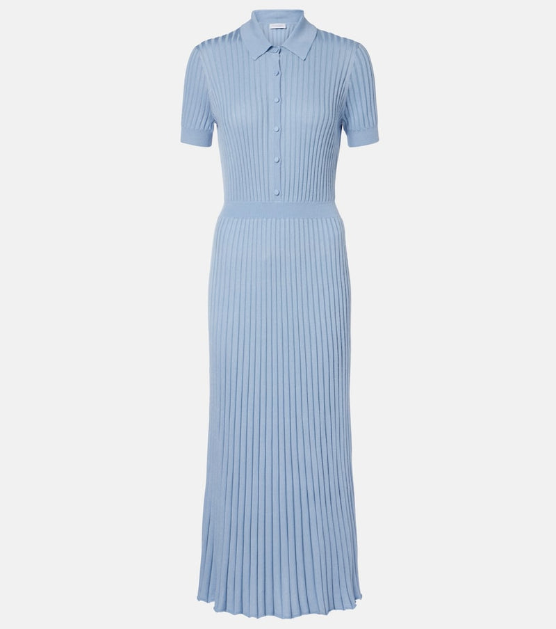 Gabriela Hearst Amor ribbed-knit silk and cashmere maxi dress in Light Blue