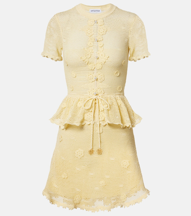 Self-Portrait Embellished minidress in Yellow