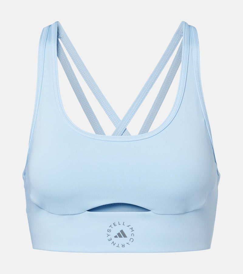 Adidas by Stella McCartney Logo sports bra in Light Sky