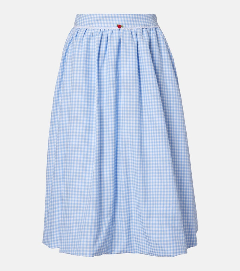 Bananhot Alba gingham cotton poplin midi skirt