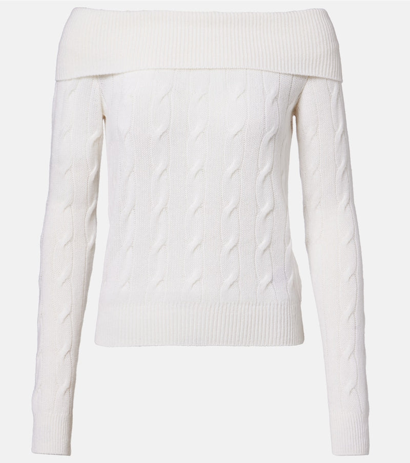 Ralph Lauren Collection Cable-knit off-shoulder cashmere sweater