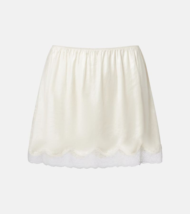 Magda Butrym Lace-trimmed silk satin miniskirt