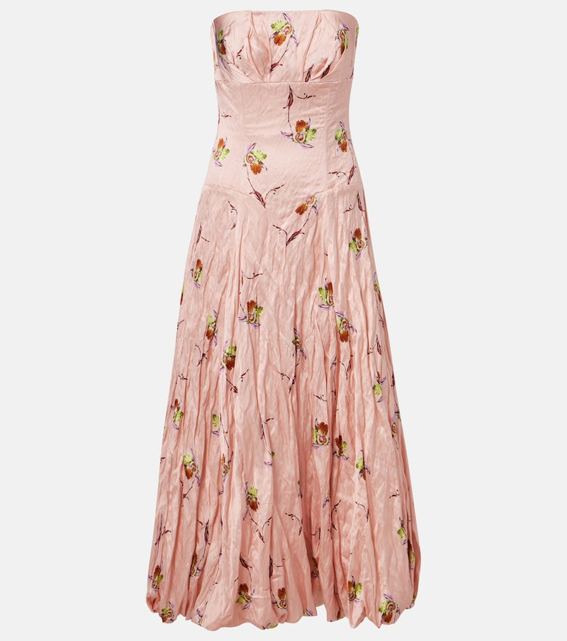 Emilia Wickstead Kaia floral satin bustier dress