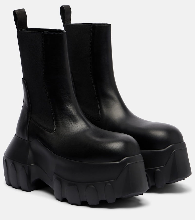 Rick Owens Beatle Mega Tractor leather Chelsea boots in Black