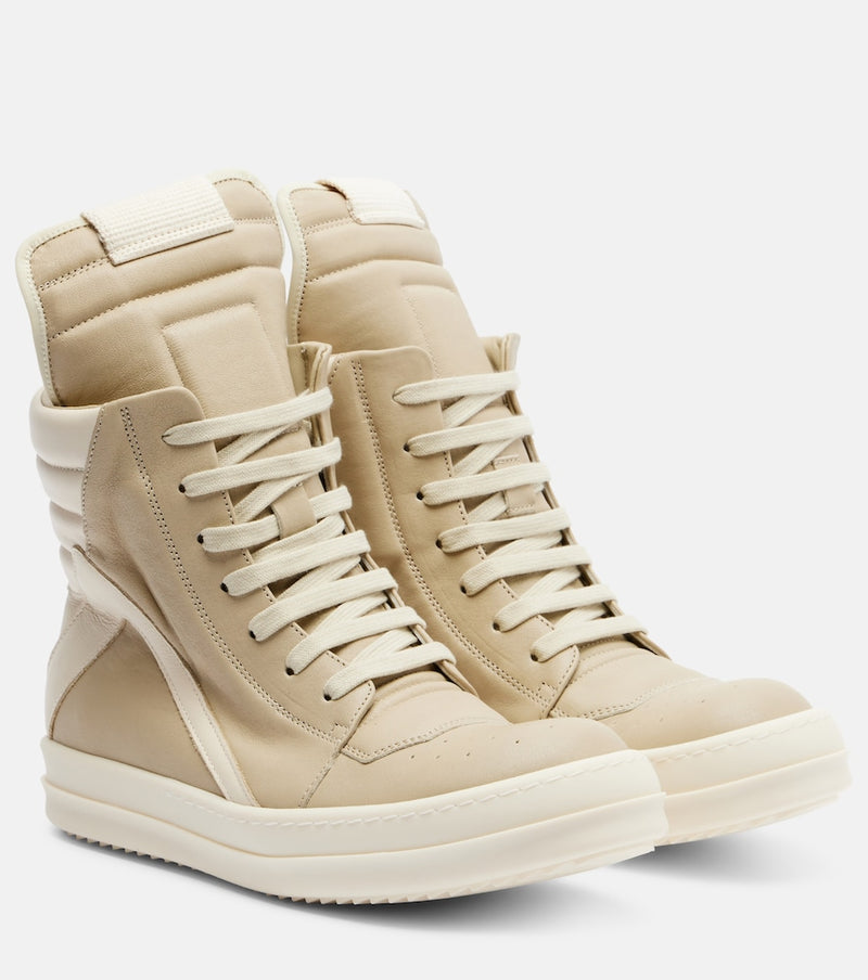 Rick Owens Geobasket leather sneakers in Sand