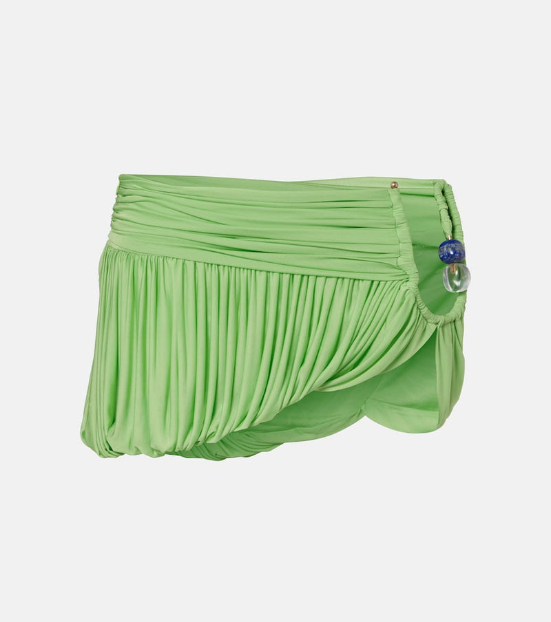 Christopher Esber Beach Glass draped jersey miniskirt in Aloe