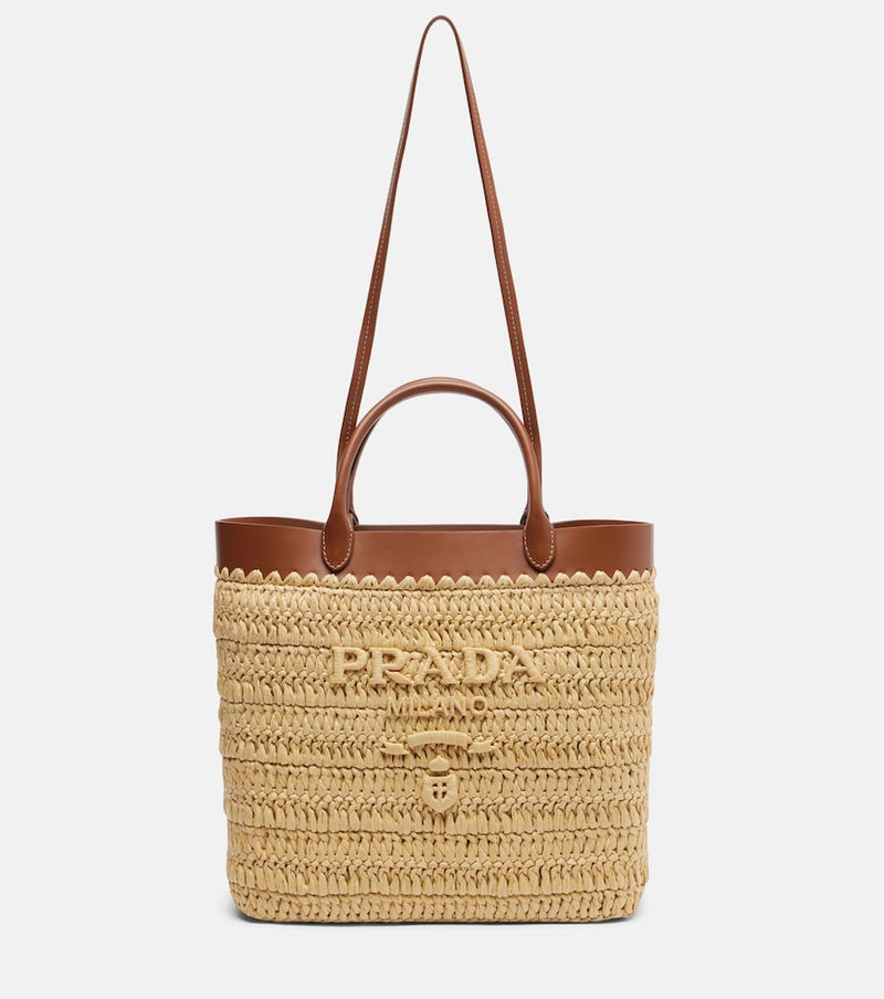 Prada Small crochet raffia tote bag