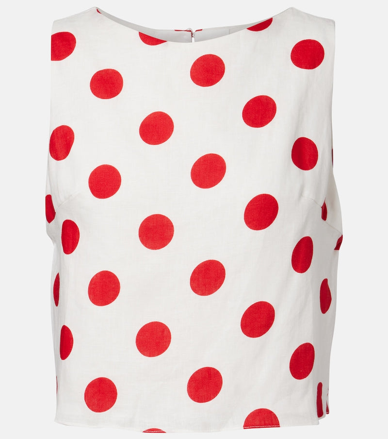 Cala de la Cruz Avelino polka-dot linen crop top in Polkarojo
