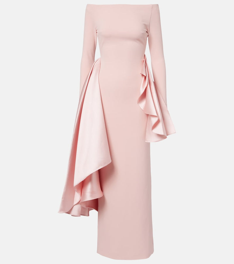 Solace London Kiana draped off-shoulder maxi dress in Camelia Pink