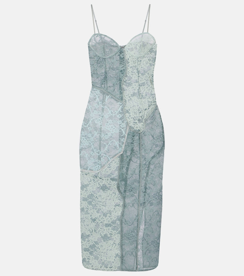 Acne Studios Paneled cotton-blend lace midi dress
