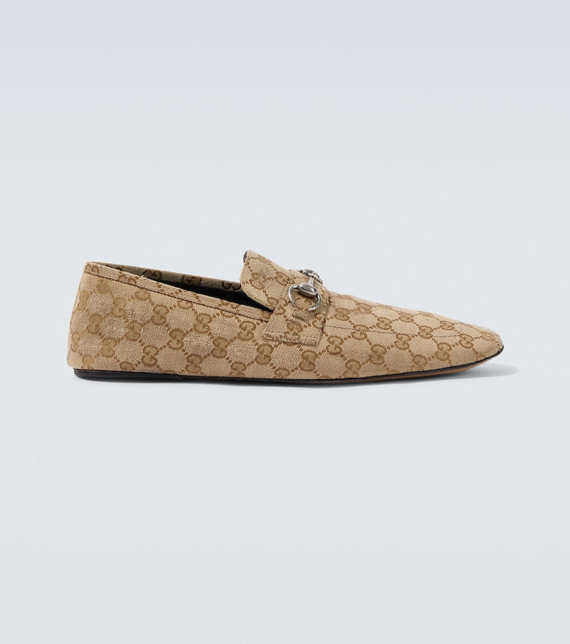 Gucci Horsebit GG Canvas distressed loafers