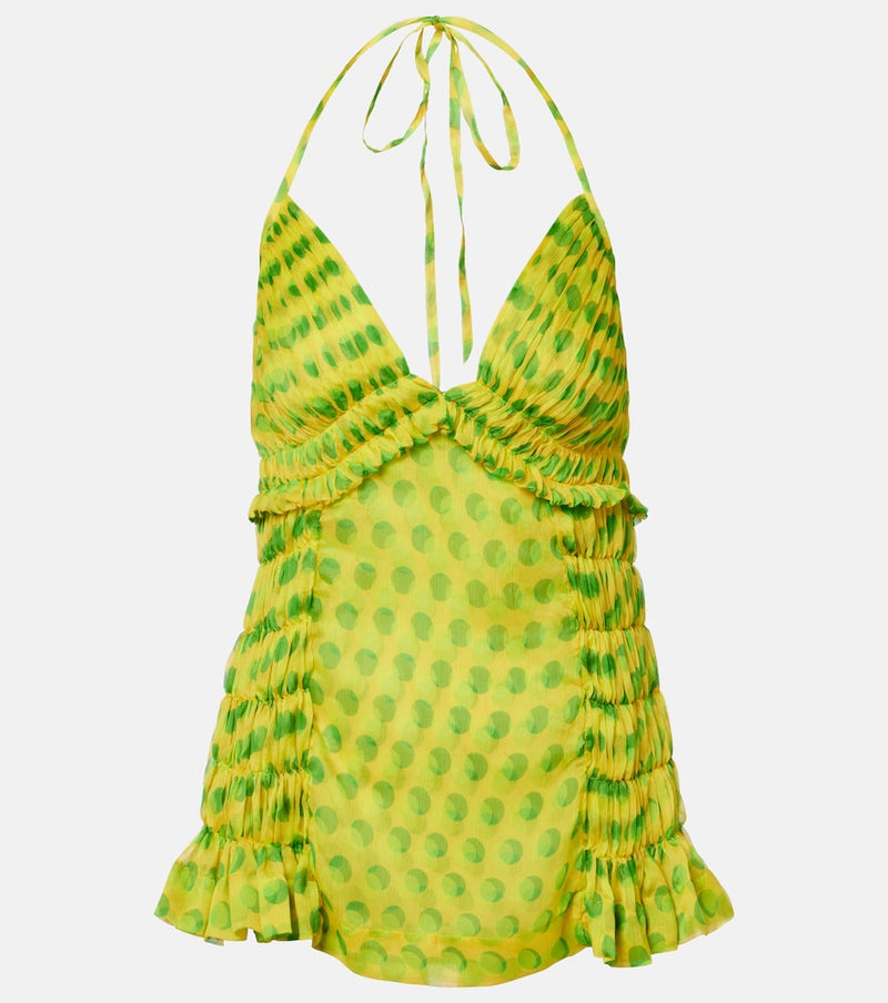 Dries Van Noten Polka-dot halterneck silk top