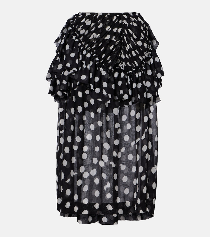 Dries Van Noten Polka-dot ruffled midi skirt