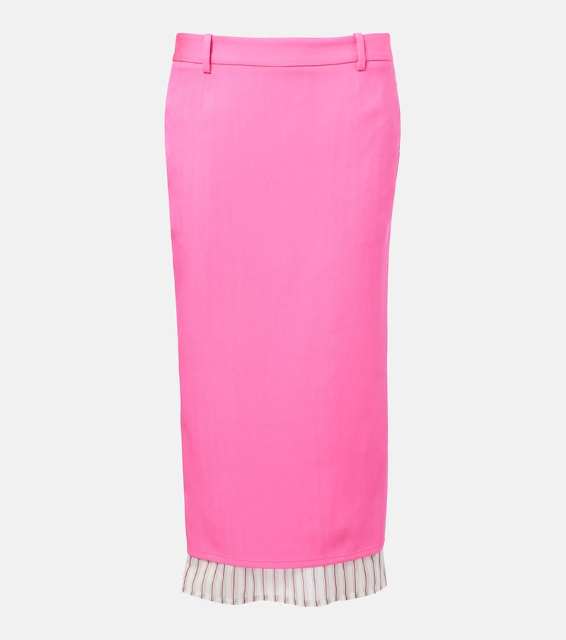 The Attico Virgin wool pencil skirt in Neon Pink