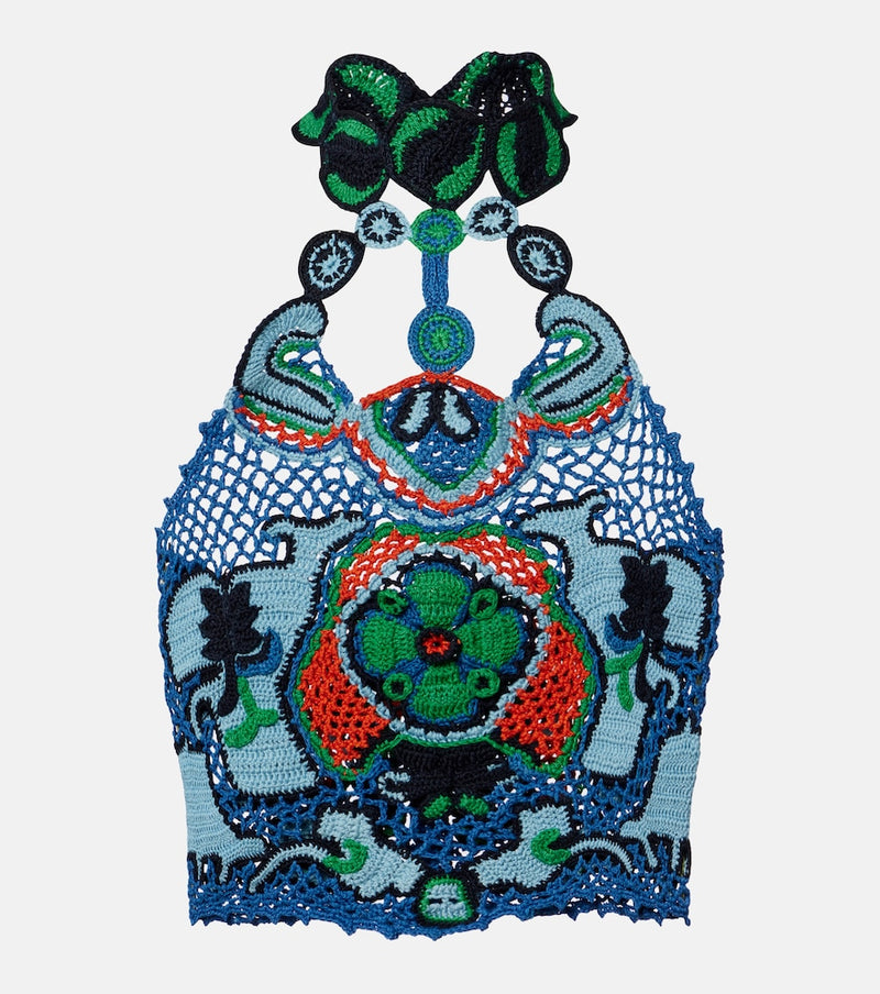 Etro Floral crochet cotton crop top