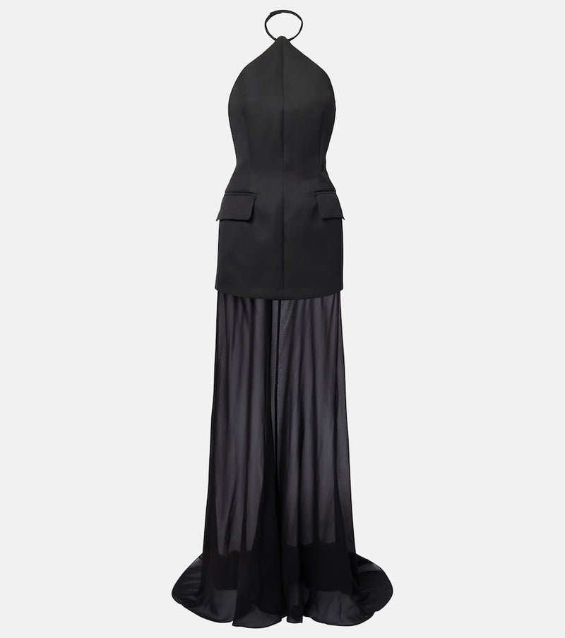 Sportmax Pinne silk-trimmed maxi dress