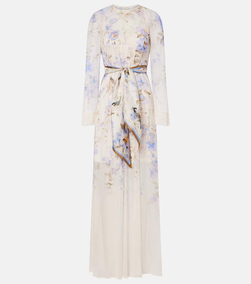 Zimmermann Luna belted floral maxi dress in Blue Songbird