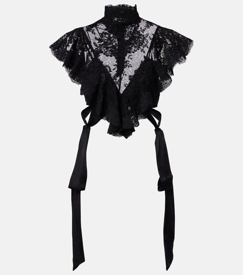 Zimmermann Luna ruffled lace crop top