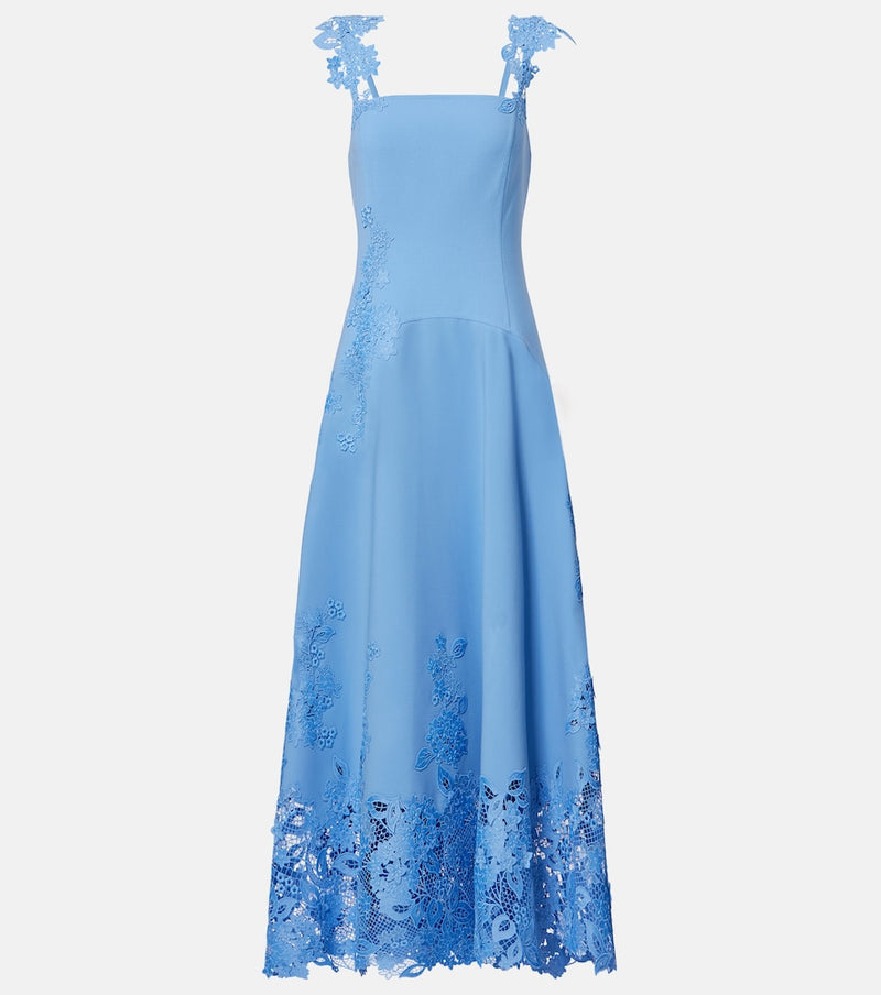 Oscar de la Renta Porcelain wool-blend guipure midi dress