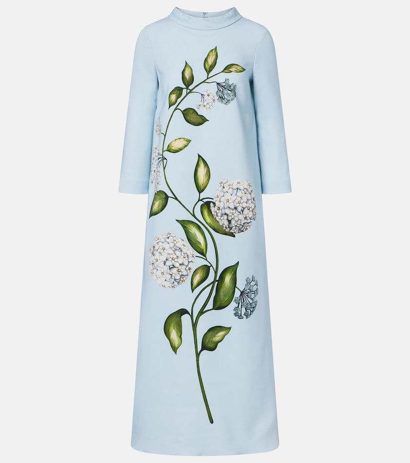 Oscar de la Renta Porcelain Flower wool-blend kaftan