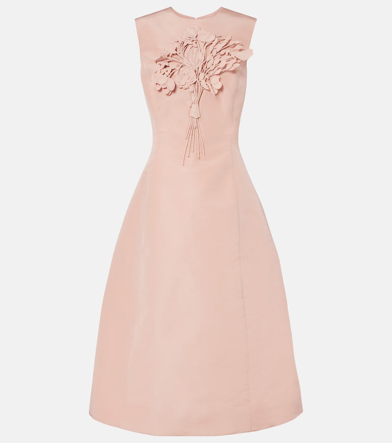 Oscar de la Renta Bouquet embroidered silk cocktail dress