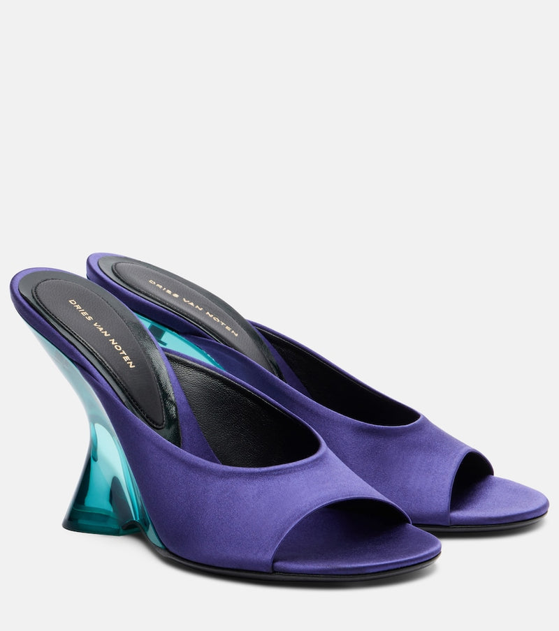 Dries Van Noten Satin wedge mules in Lavender