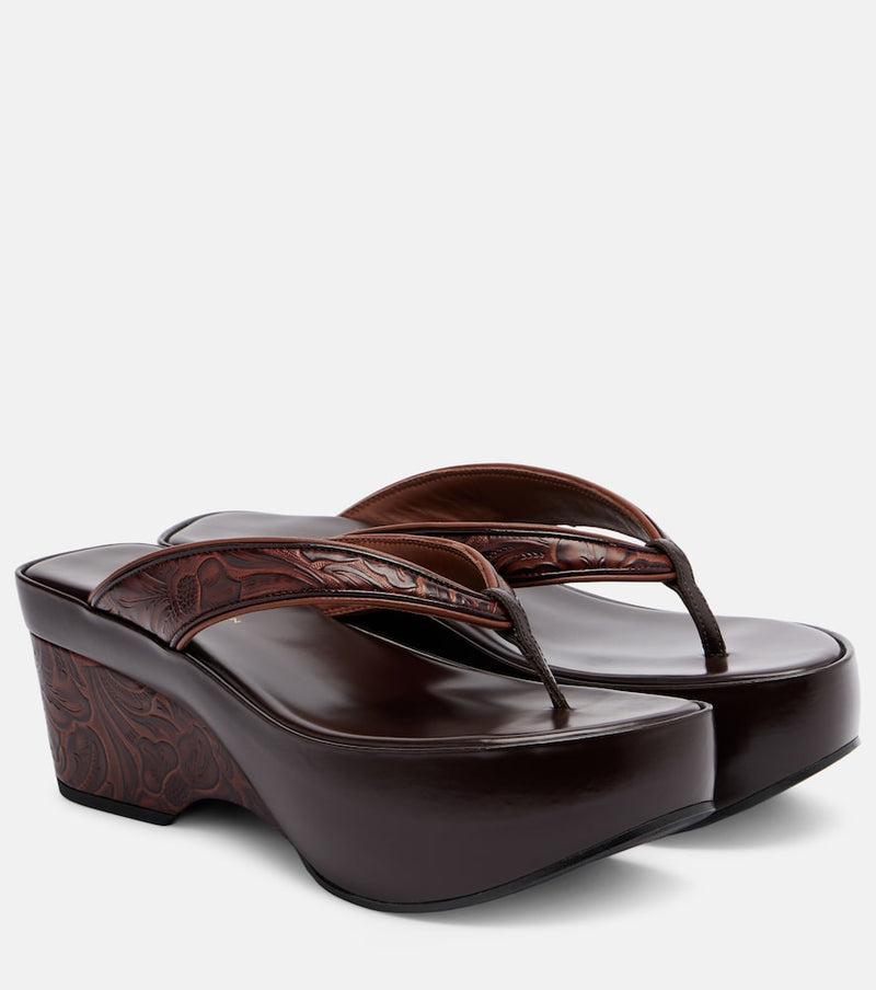 Dries Van Noten Embossed leather thong sandals