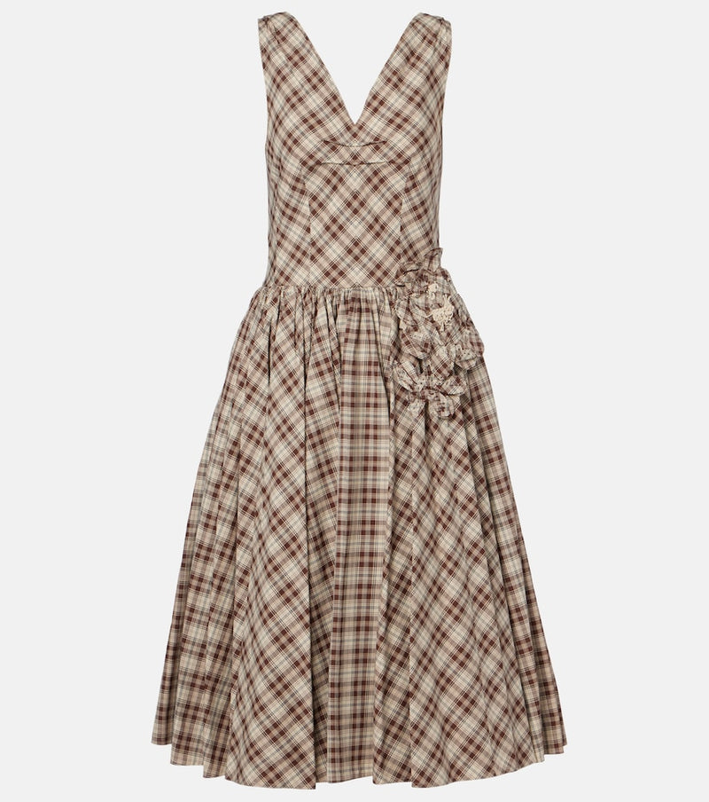 Prada Checked cotton poplin midi dress