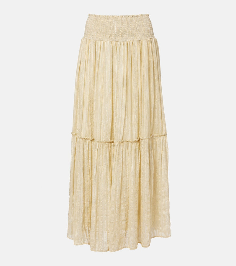 Xu Zhi Gathered striped silk-blend maxi skirt