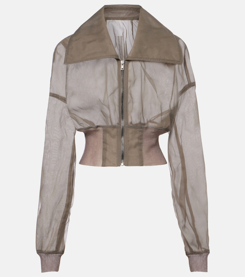 Rick Owens Dracucollar tulle and organza bomber jacket