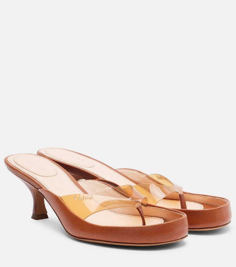 Chloe Junie leather and TPU thong sandals
