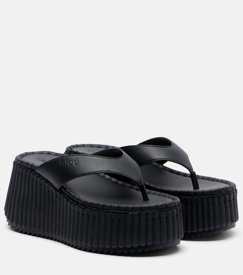 Chloe Nama leather platform thong sandals