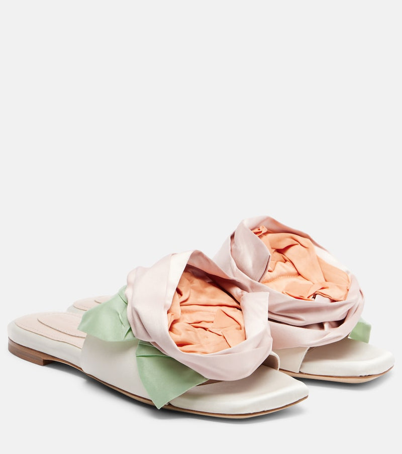Simone Rocha Floral-applique satin slides