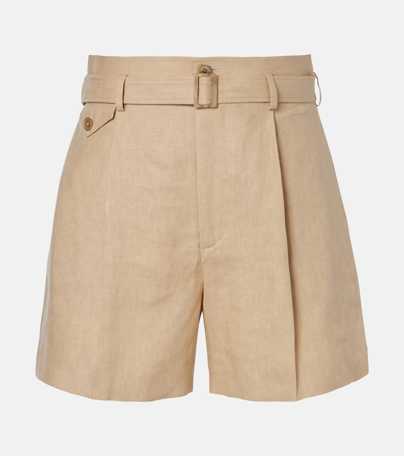 Ralph Lauren Collection Belted linen shorts in Light Tan