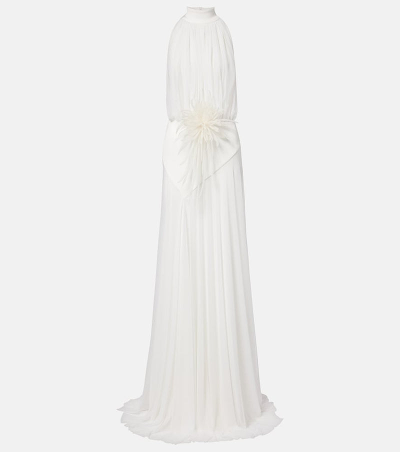 David Koma Draped floral-applique gown