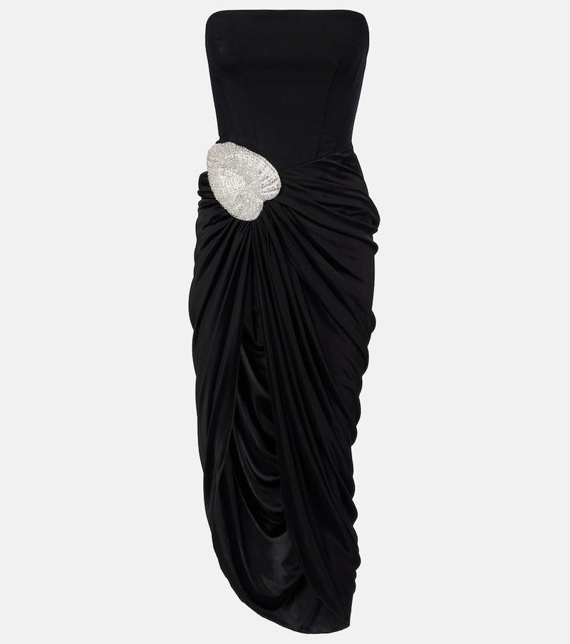 David Koma Embellished draped wool-blend corset dress in Black