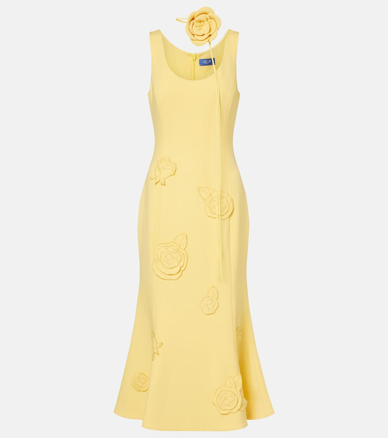 Leo Lin Emily floral-applique midi dress