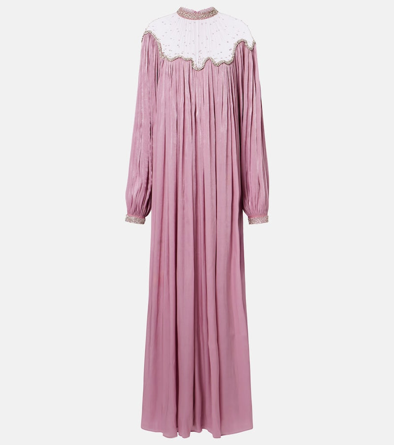 Costarellos Elline embellished pleated gown