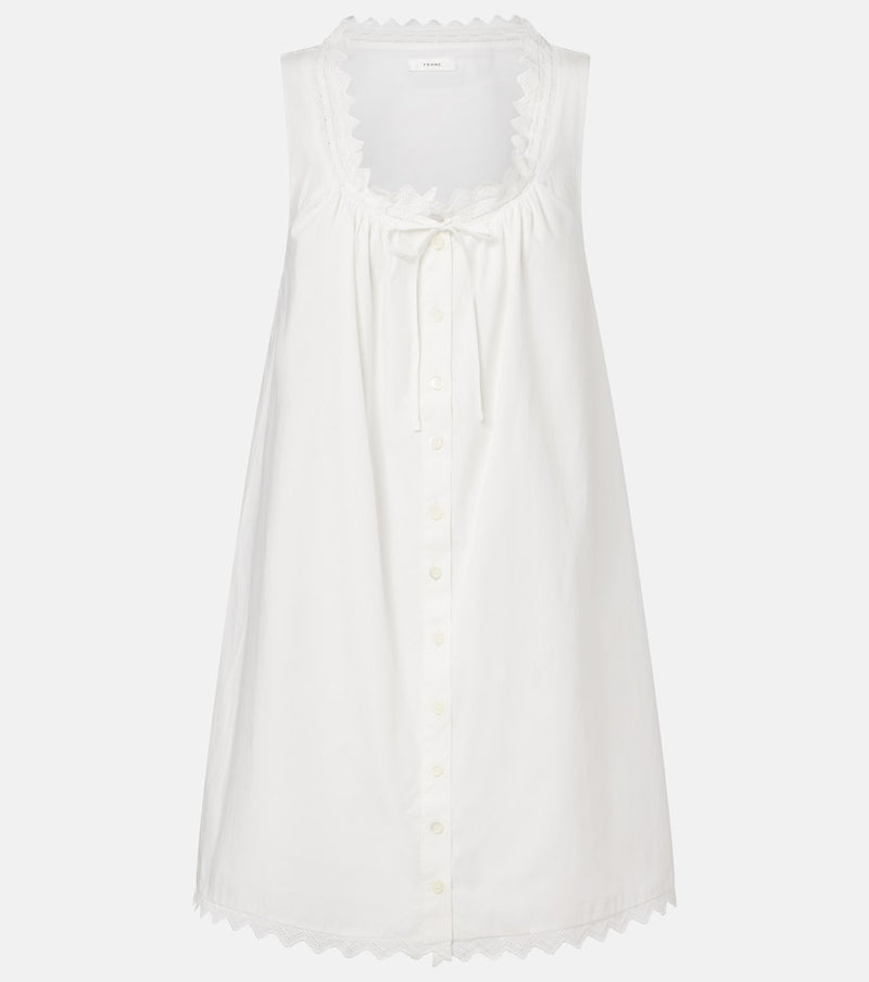 Frame Scalloped cotton poplin shirt dress in White