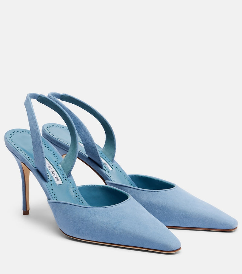Manolo Blahnik Borelapla suede slingback pumps