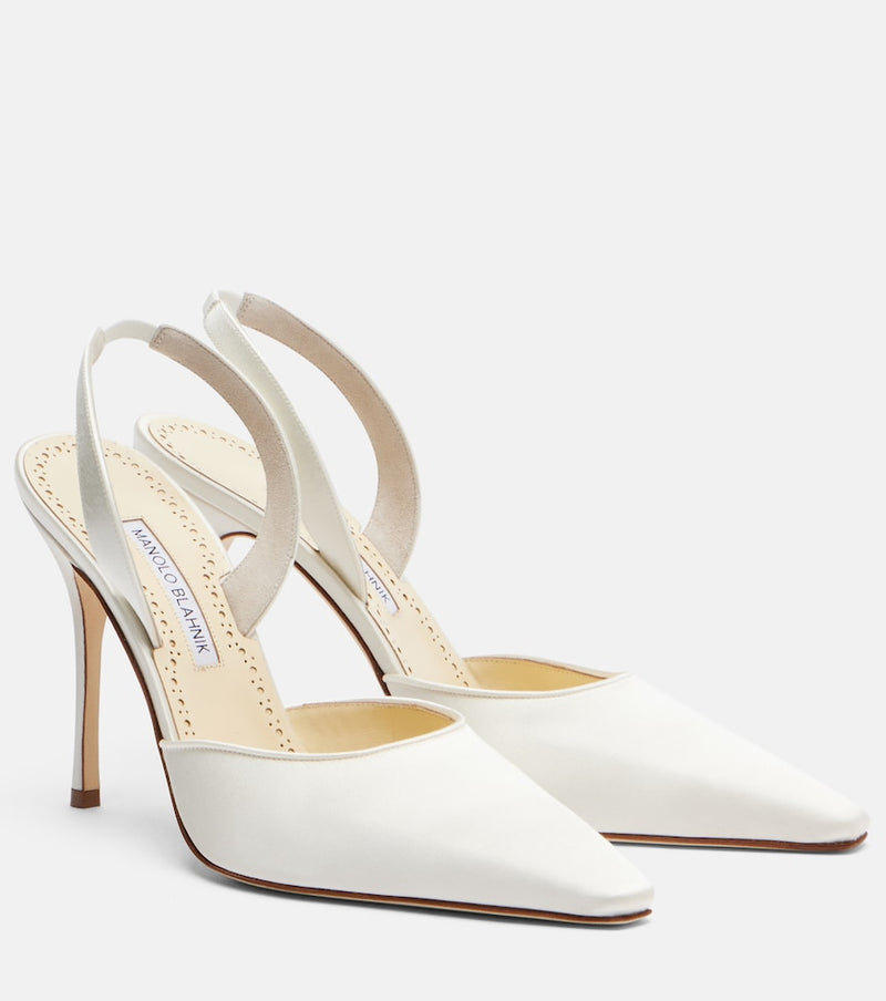 Manolo Blahnik Borelapla satin slingback pumps