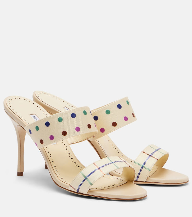 Manolo Blahnik Ralotapla printed satin mules