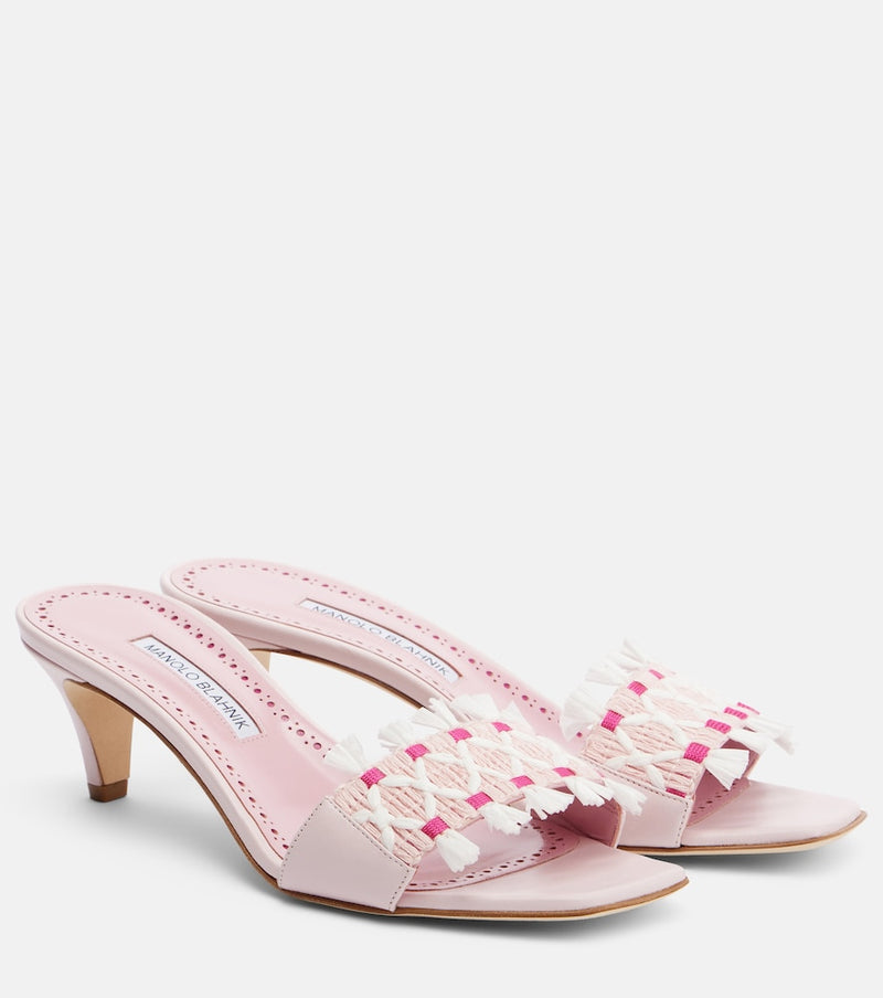 Manolo Blahnik More embroidered leather mules