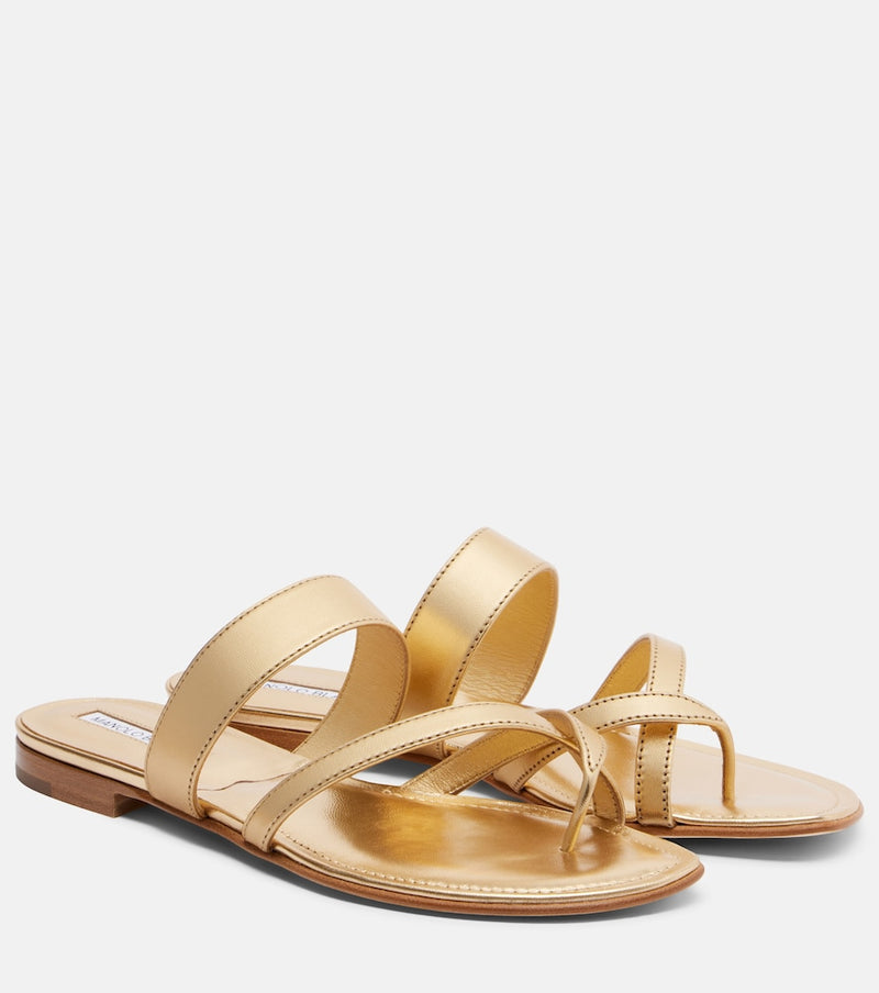 Manolo Blahnik Susa metallic leather sandals