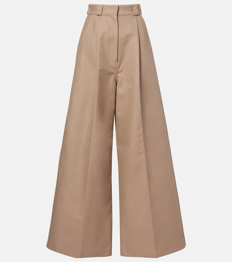 Balenciaga Cotton gabardine wide-leg pants in Beige