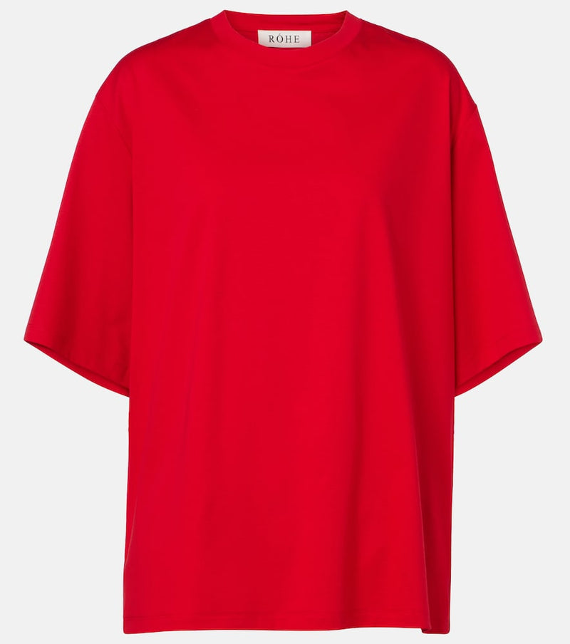 Róhe Oversized cotton and silk-blend T-shirt in Red